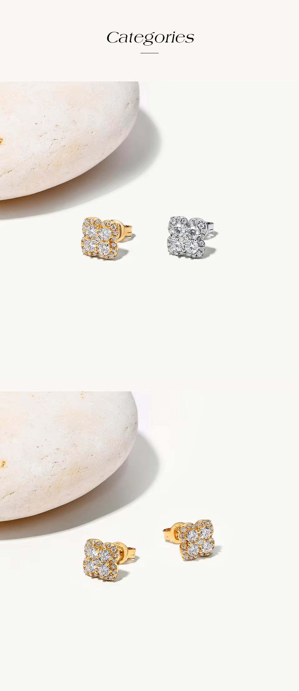 Vixonna Women's Moissanite Clover Stud Earrings 925 Silver D Color VVS1