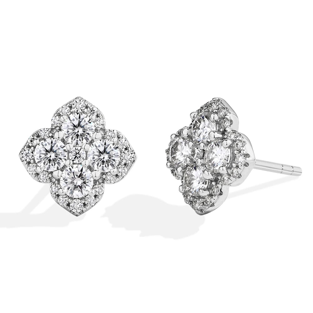 Vixonna Women's Moissanite Clover Stud Earrings 925 Silver D Color VVS1