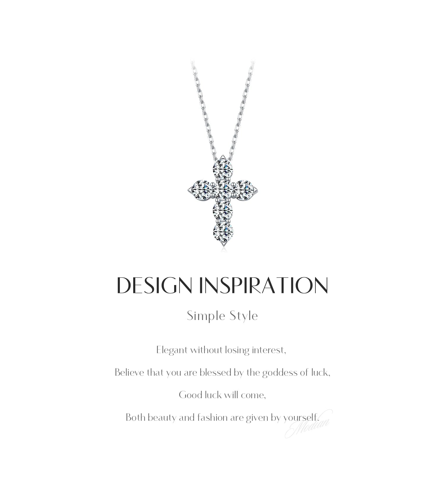 Vixonna Women's Moissanite Cross Pendant Necklace 3ct 925 Silver D Color VVS1