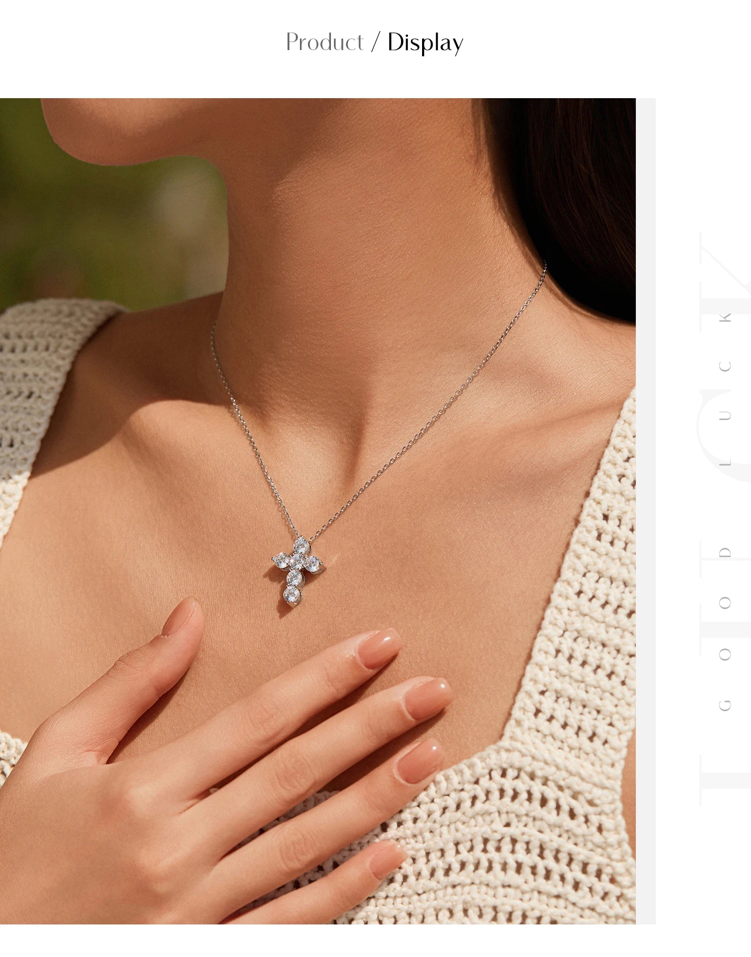 Vixonna Women's Moissanite Cross Pendant Necklace 3ct 925 Silver D Color VVS1