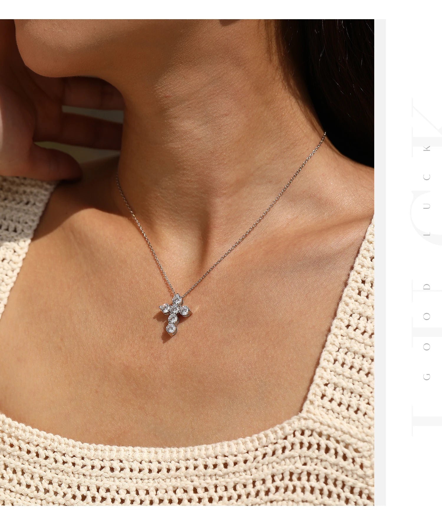 Vixonna Women's Moissanite Cross Pendant Necklace 3ct 925 Silver D Color VVS1