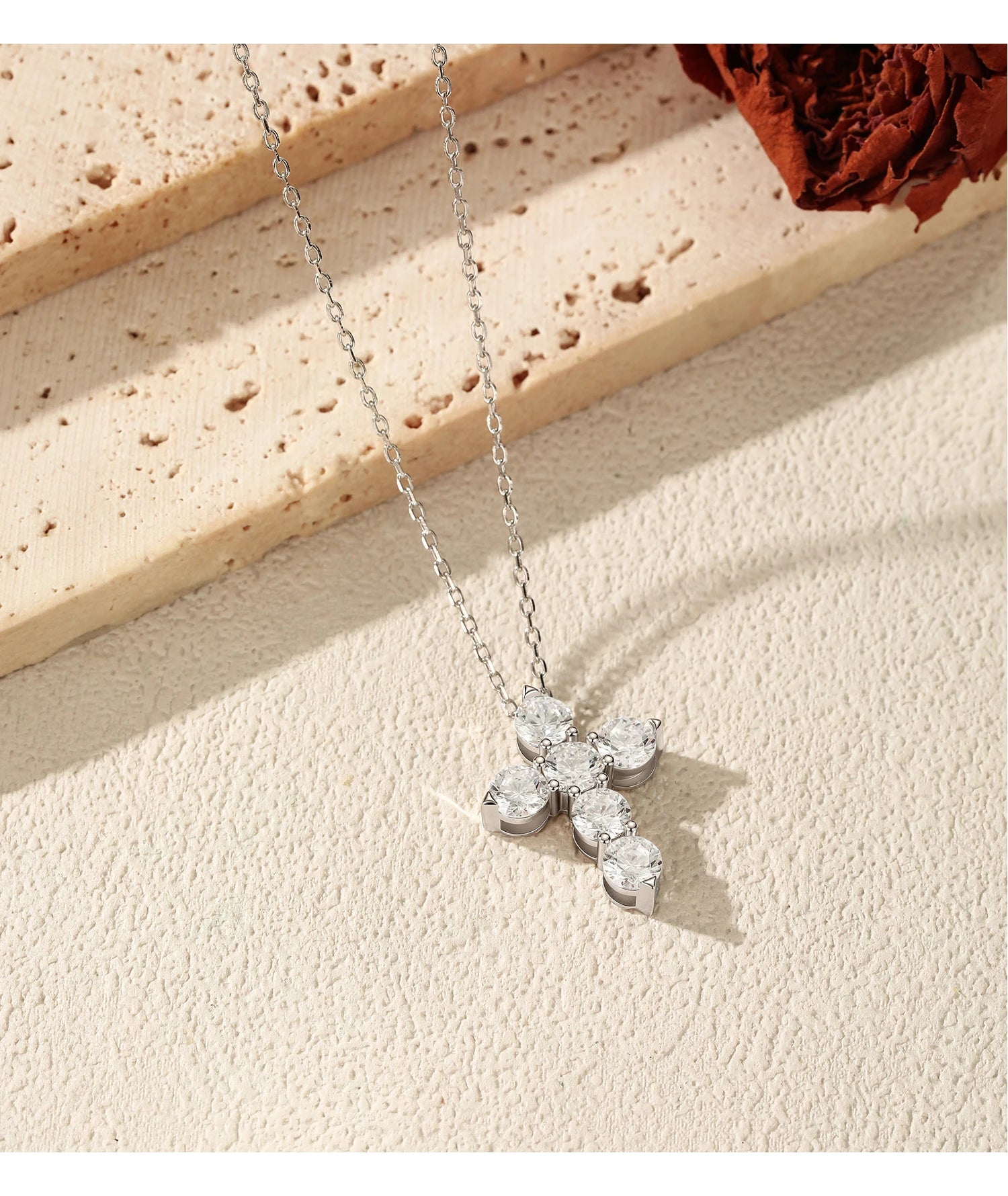 Vixonna Women's Moissanite Cross Pendant Necklace 3ct 925 Silver D Color VVS1