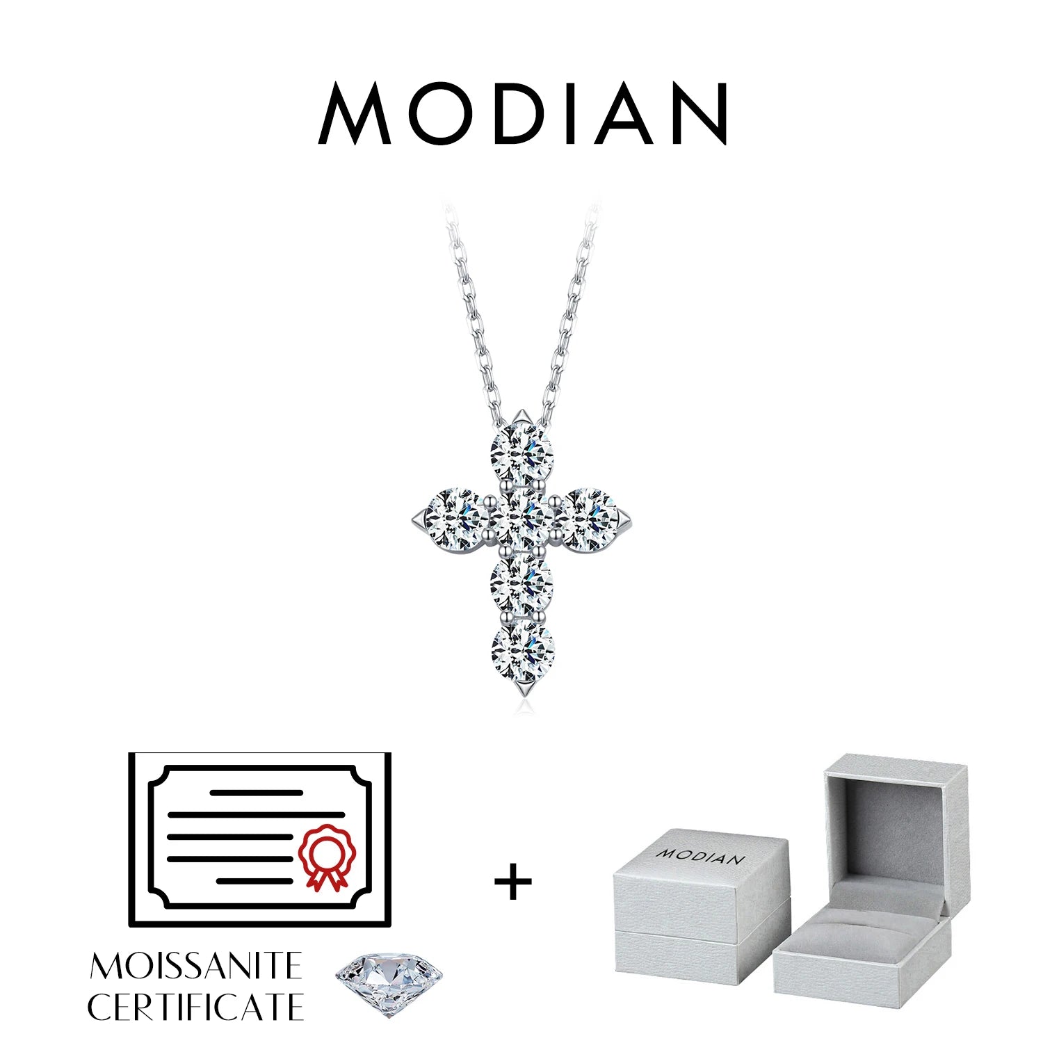 Vixonna Women's Moissanite Cross Pendant Necklace 3ct 925 Silver D Color VVS1
