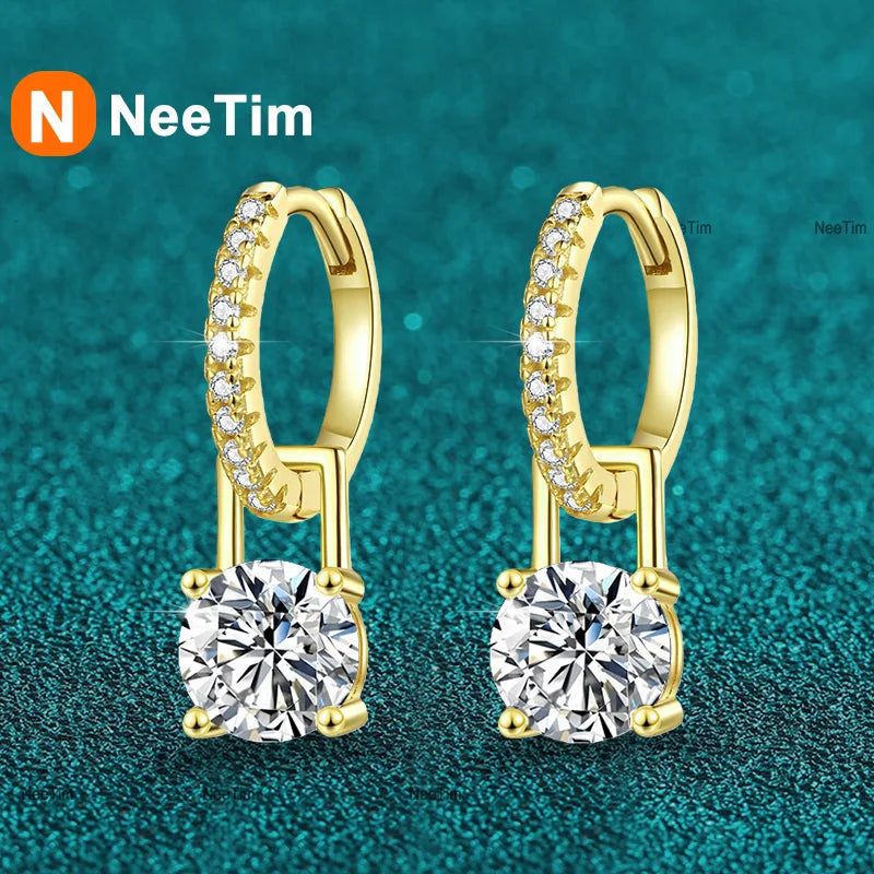 Vixonna Women's Moissanite Dangle Hoop Earrings 925 Silver D Color VVS1
