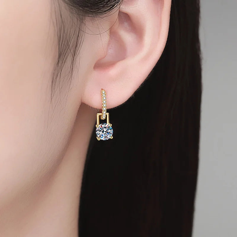 Vixonna Women's Moissanite Dangle Hoop Earrings 925 Silver D Color VVS1