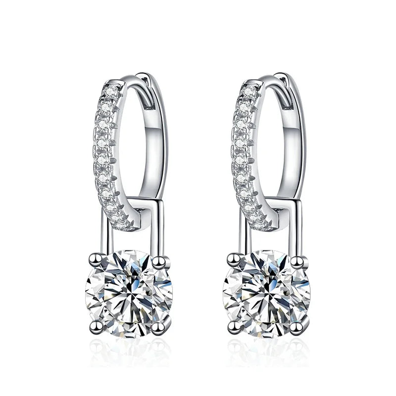 Vixonna Women's Moissanite Dangle Hoop Earrings 925 Silver D Color VVS1