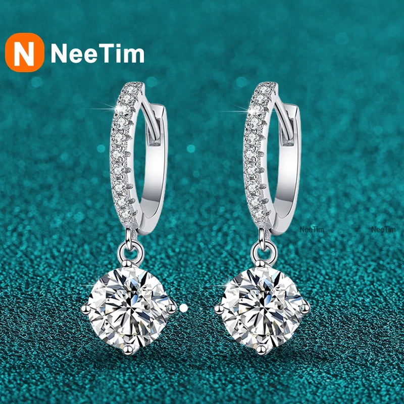 Vixonna Women's Moissanite Drop Earrings 925 Silver D Color VVS1
