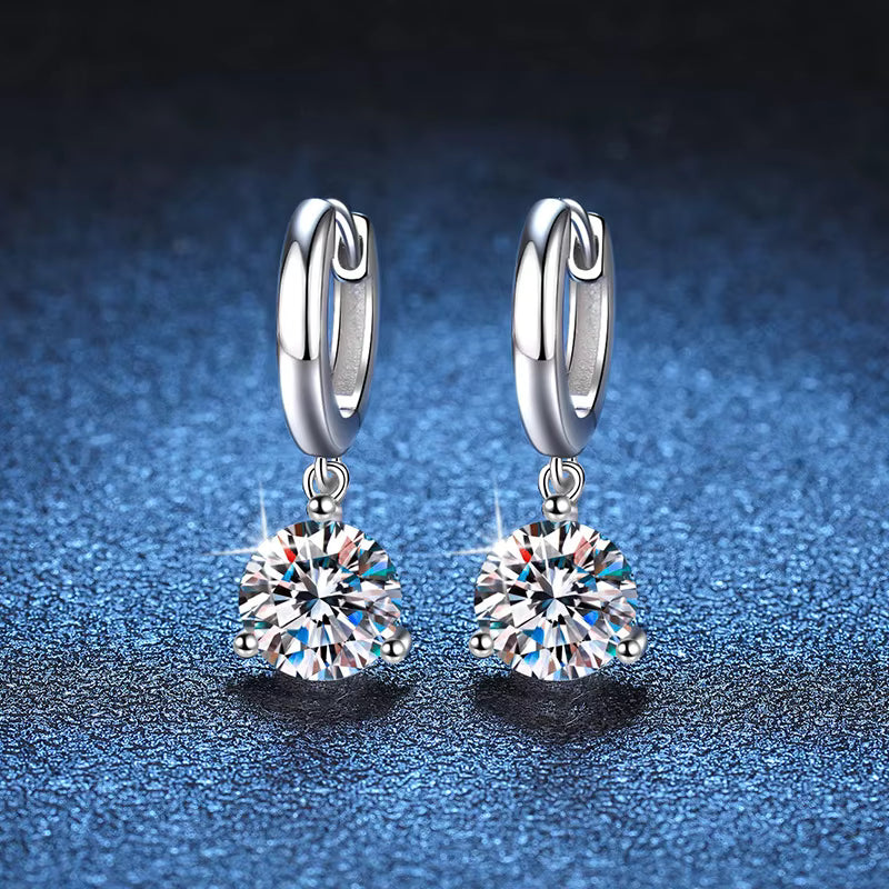 Vixonna Women's Moissanite Drop Earrings 925 Silver D Color VVS1