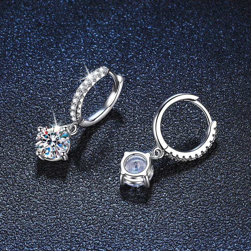 Vixonna Women's Moissanite Drop Earrings 925 Silver D Color VVS1