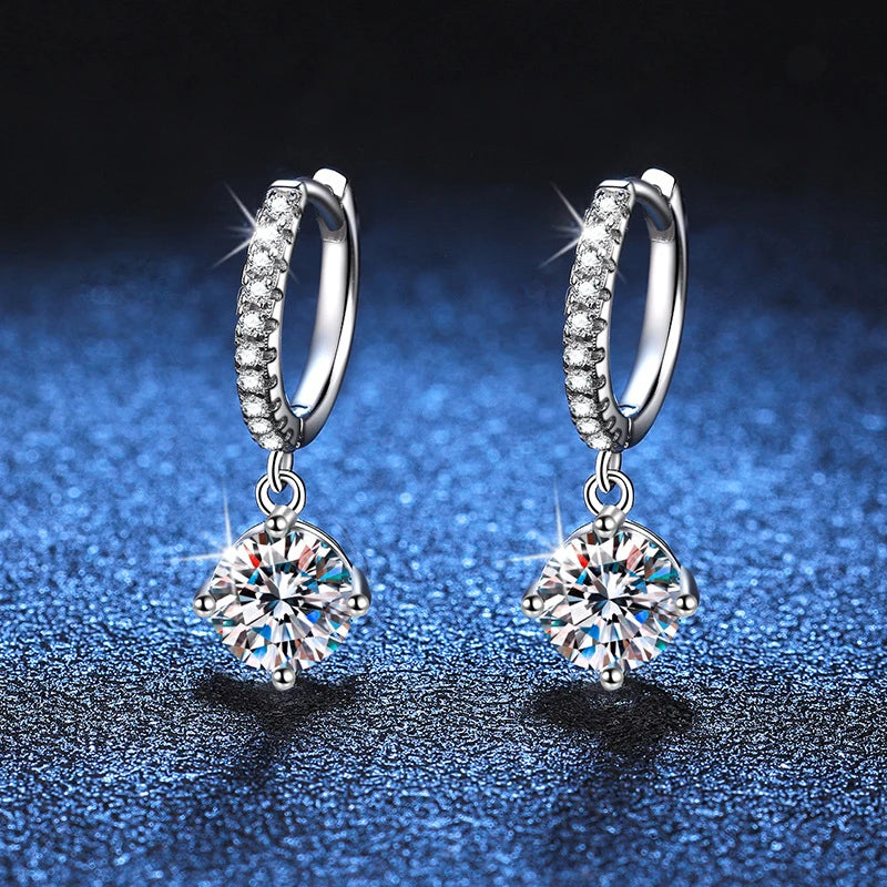 Vixonna Women's Moissanite Drop Earrings 925 Silver D Color VVS1