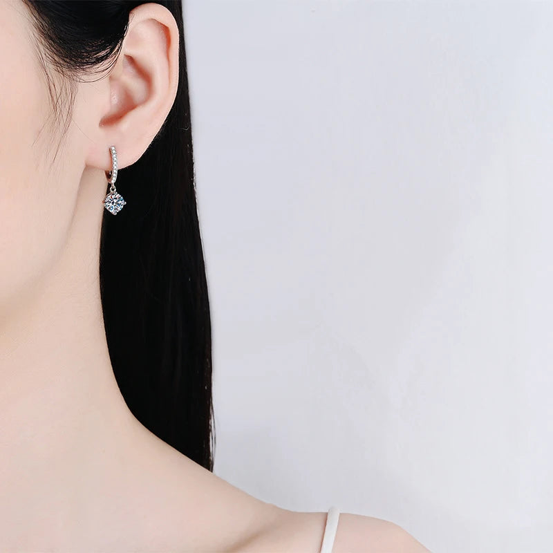 Vixonna Women's Moissanite Drop Earrings 925 Silver D Color VVS1