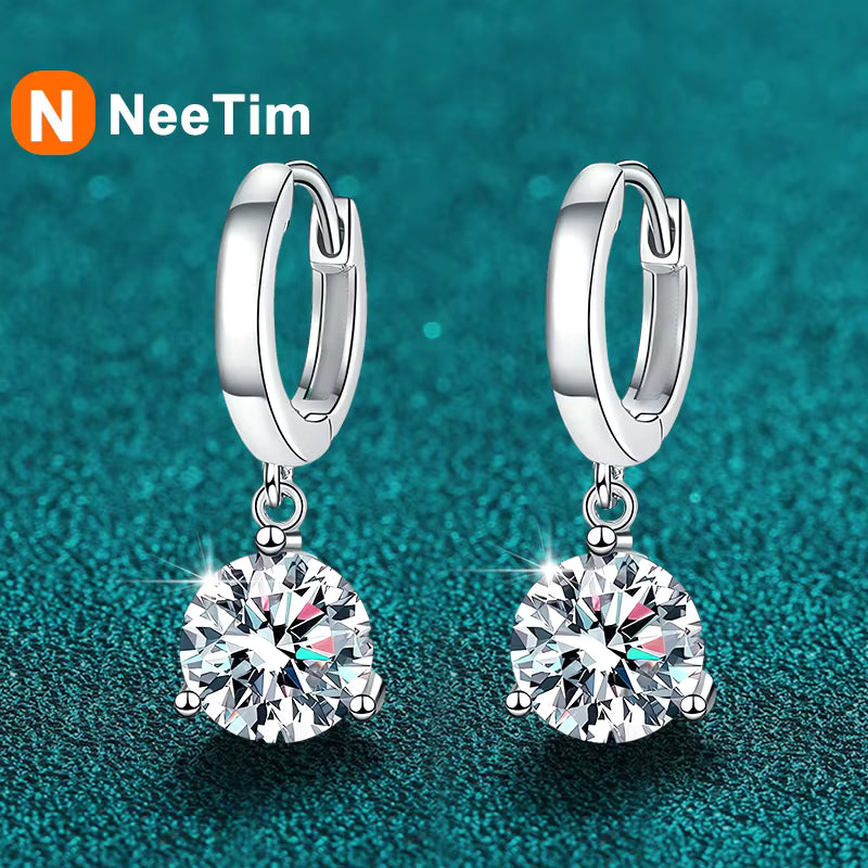 Vixonna Women's Moissanite Drop Earrings 925 Silver D Color VVS1