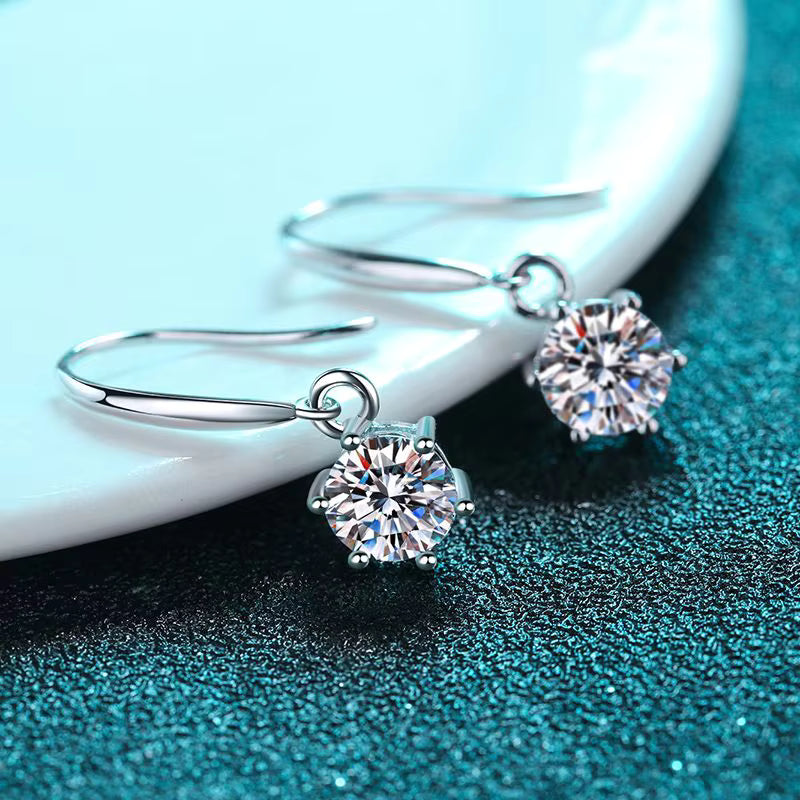 Vixonna Women's Moissanite Drop Hoop Earrings 925 Silver D Color VVS1