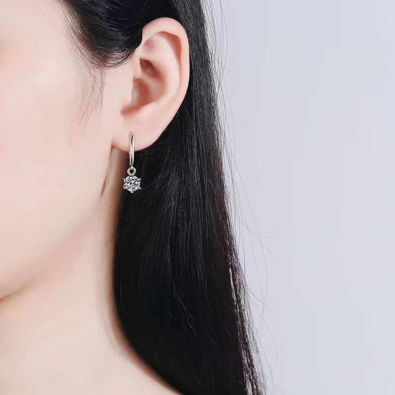 Vixonna Women's Moissanite Drop Hoop Earrings 925 Silver D Color VVS1
