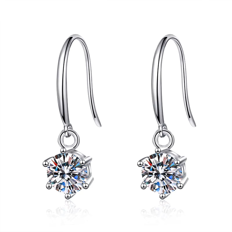 Vixonna Women's Moissanite Drop Hoop Earrings 925 Silver D Color VVS1