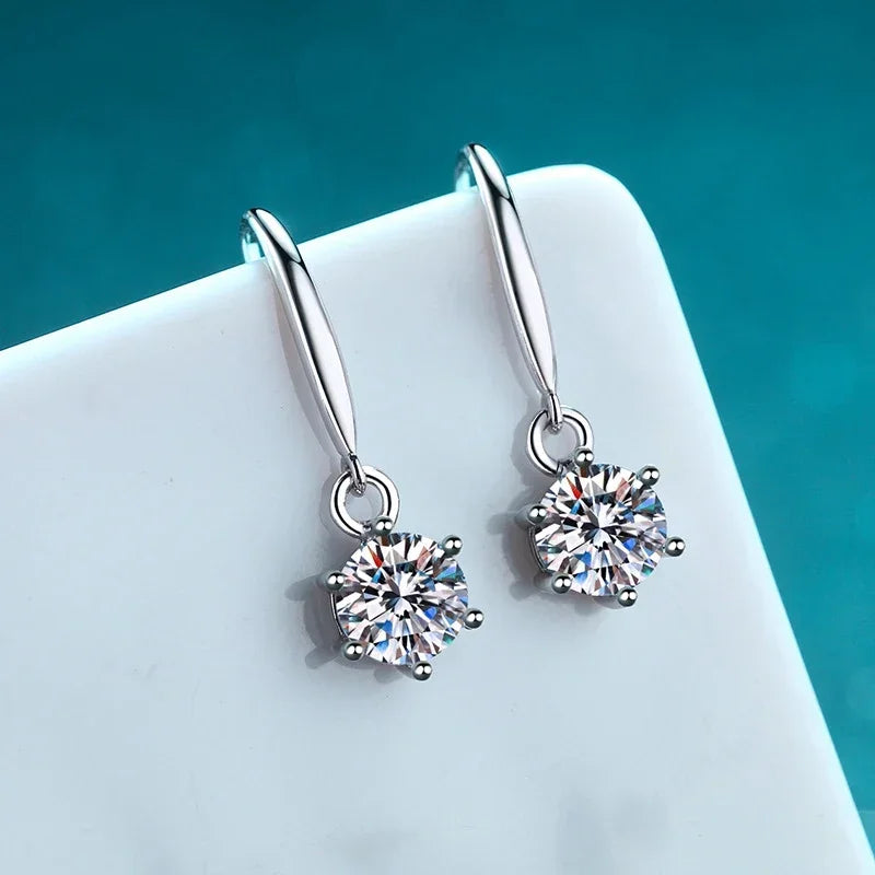 Vixonna Women's Moissanite Drop Hoop Earrings 925 Silver D Color VVS1