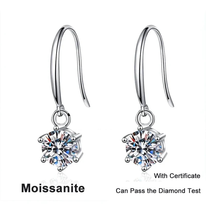 Vixonna Women's Moissanite Drop Hoop Earrings 925 Silver D Color VVS1