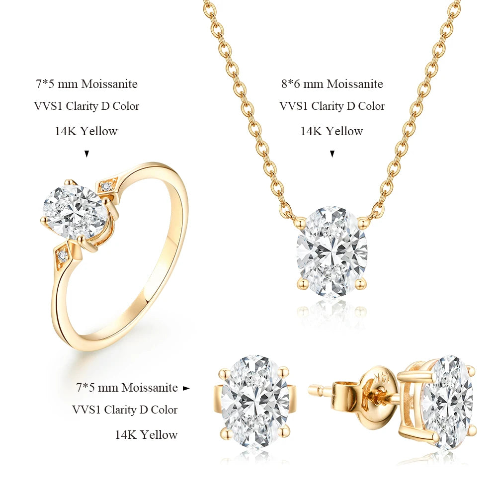 Vixonna Women's Moissanite Engagement Jewelry Set 925 Silver D Color VVS1