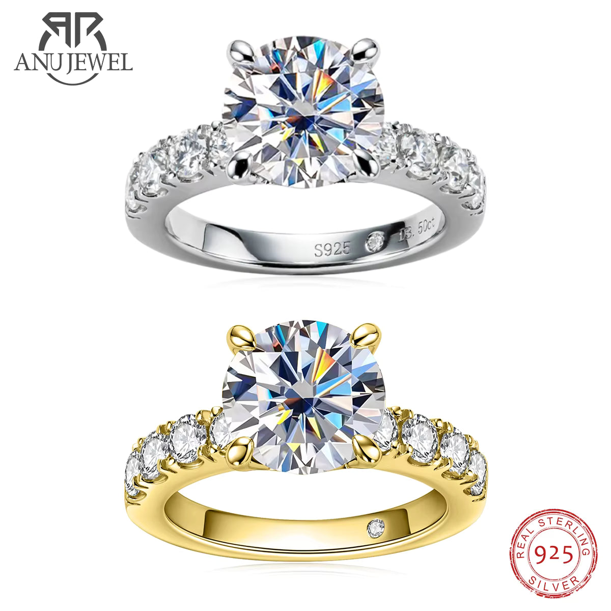 Vixonna Women's Moissanite Engagement Ring 4.3cttw D Color VVS1 925 Silver