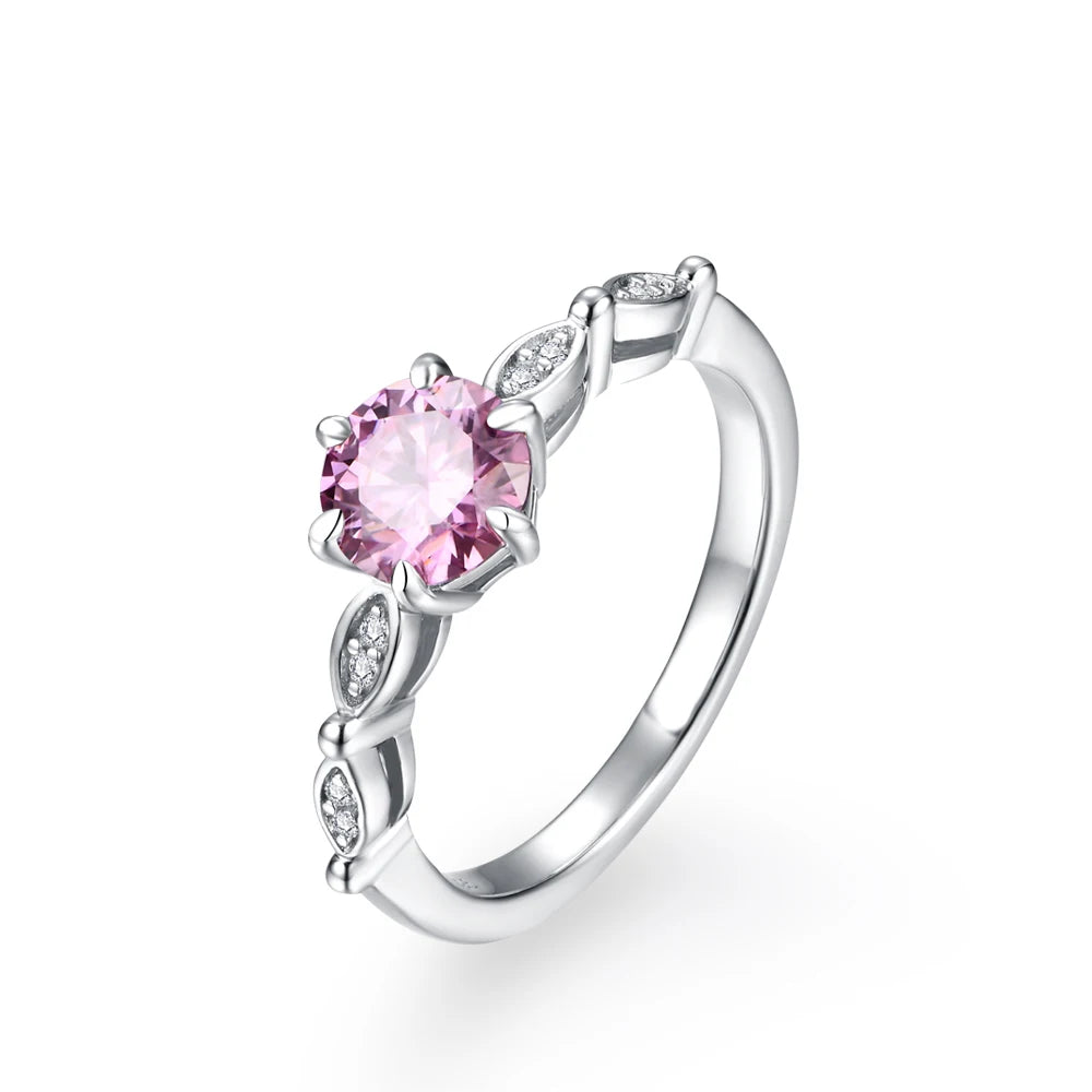 Vixonna Women's Moissanite Engagement Ring 925 Silver D Color Round Cut