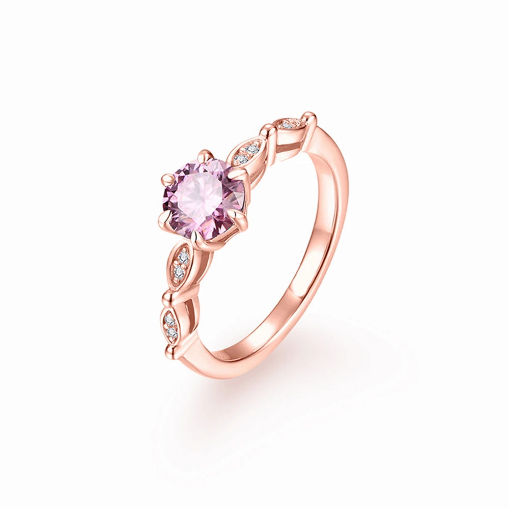 Vixonna Women's Moissanite Engagement Ring 925 Silver D Color Round Cut