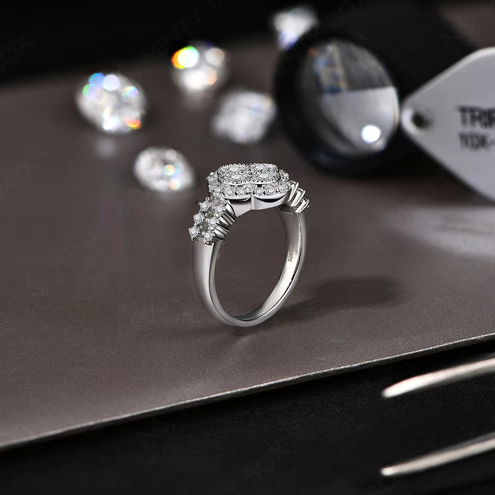 Vixonna Women's Moissanite Engagement Ring 925 Silver D Color VVS1