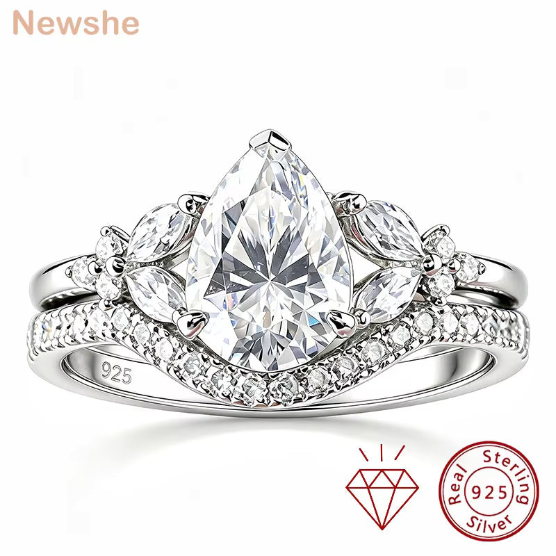Vixonna Women's Moissanite Engagement Ring Set 925 Silver Cambered Band