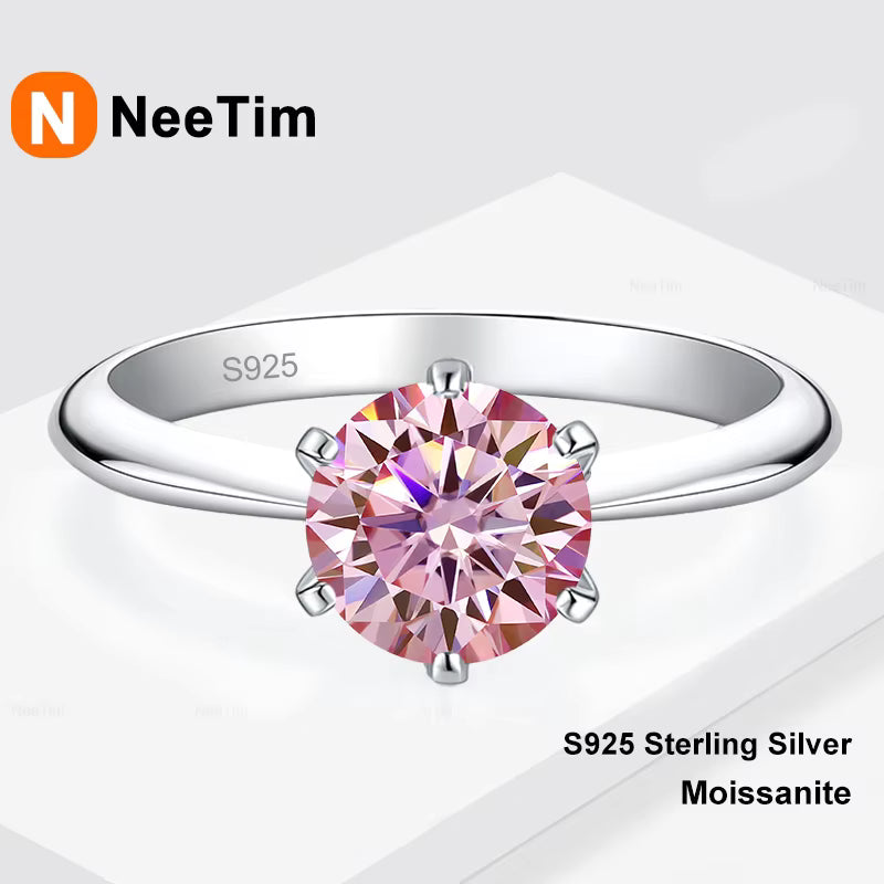 Vixonna Women's Moissanite Engagement Wedding Ring 925 Silver 18K Gold Plated