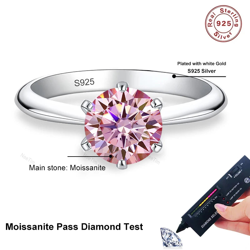 Vixonna Women's Moissanite Engagement Wedding Ring 925 Silver 18K Gold Plated