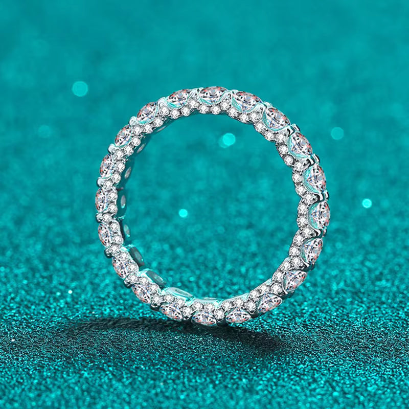 Vixonna Women's Moissanite Eternity Band Ring 925 Silver D Color VVS1