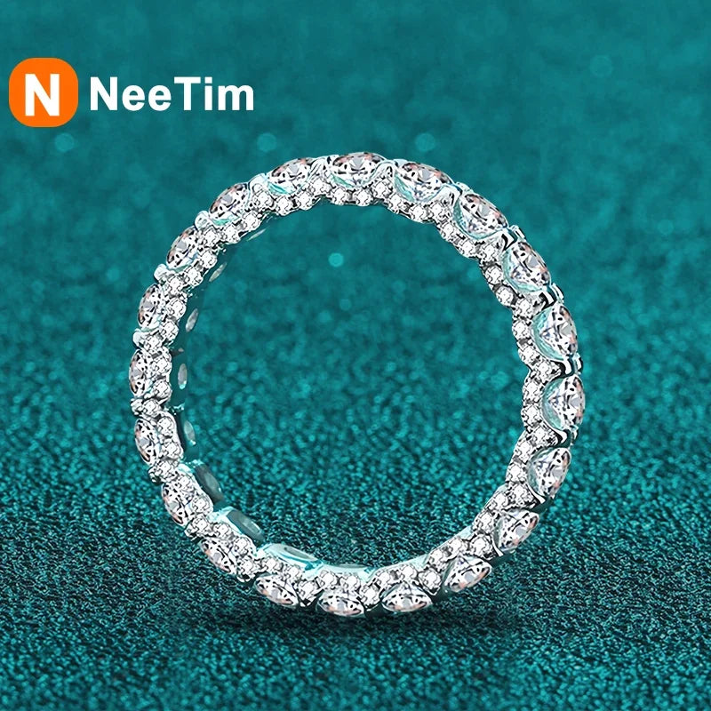 Vixonna Women's Moissanite Eternity Band Ring 925 Silver D Color VVS1
