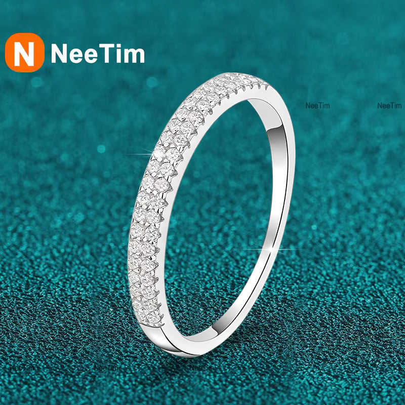 Vixonna Women's Moissanite Eternity Band Ring 925 Silver D Color VVS1