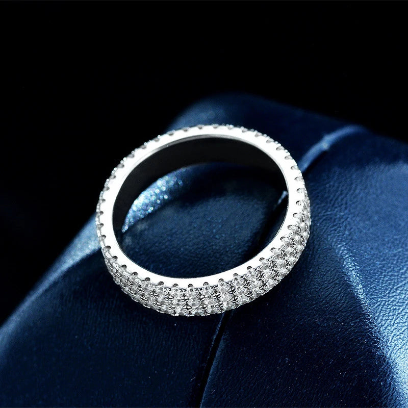 Vixonna Women's Moissanite Eternity Band Wedding Ring 925 Silver D Color VVS1
