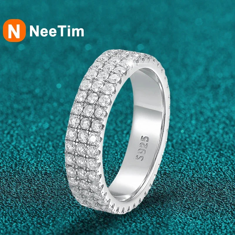 Vixonna Women's Moissanite Eternity Band Wedding Ring 925 Silver D Color VVS1