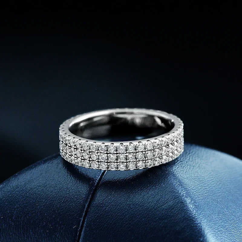 Vixonna Women's Moissanite Eternity Band Wedding Ring 925 Silver D Color VVS1