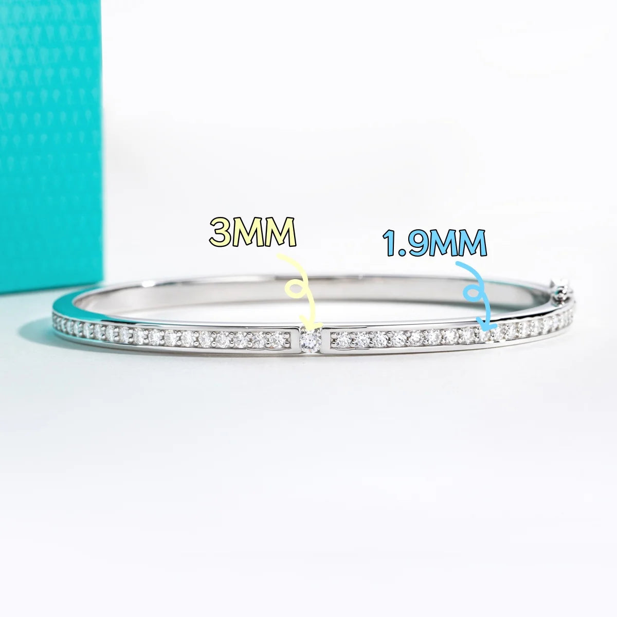 Vixonna Women's Moissanite Eternity Bracelet Bangle 925 Silver 2.017ct
