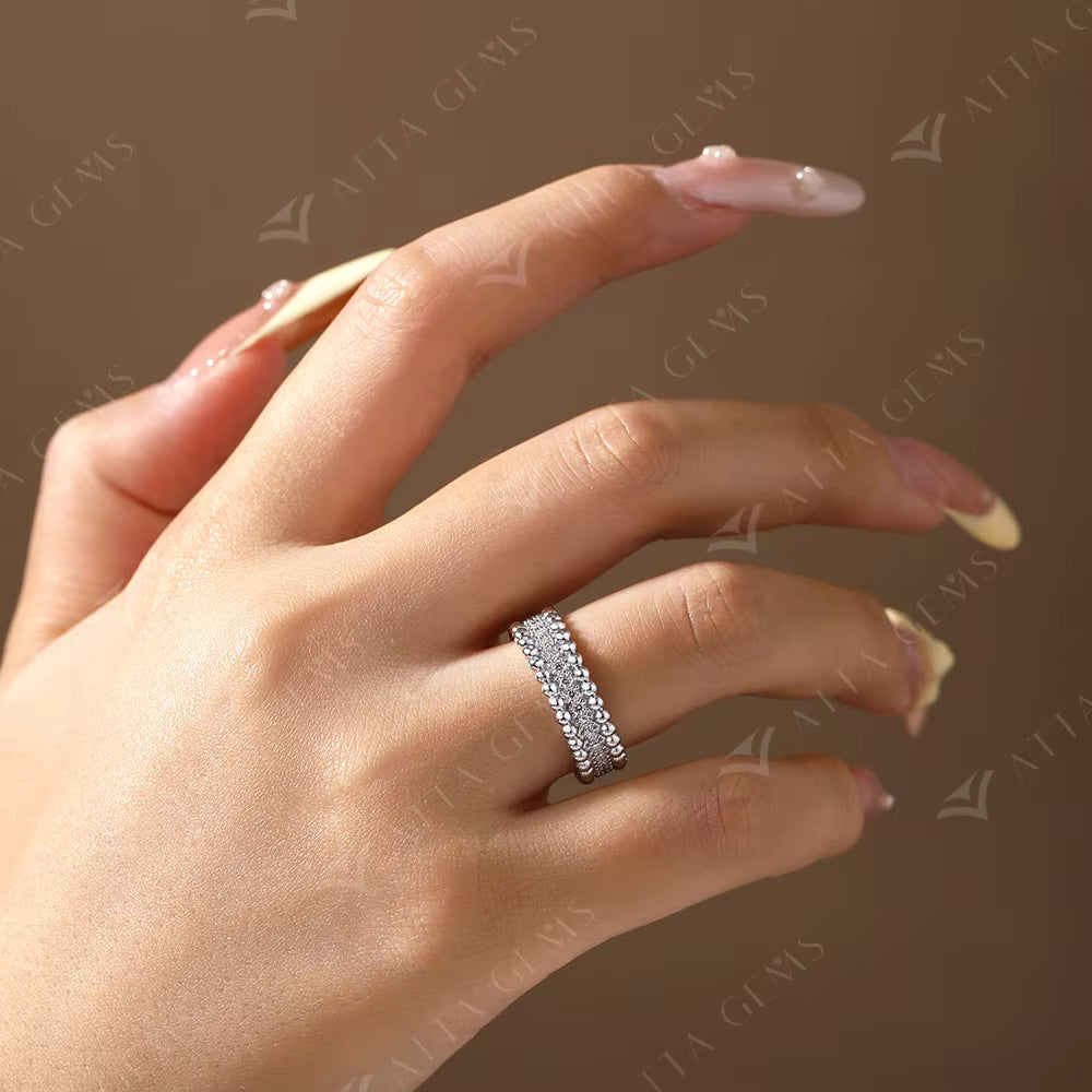 Vixonna Women's Moissanite Eternity Engagement Ring 925 Silver D Color VVS1