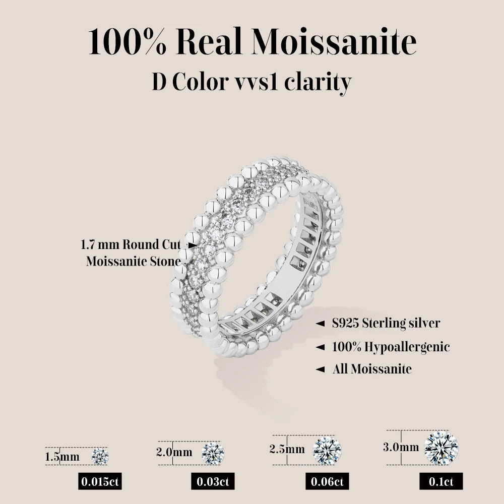 Vixonna Women's Moissanite Eternity Engagement Ring 925 Silver D Color VVS1