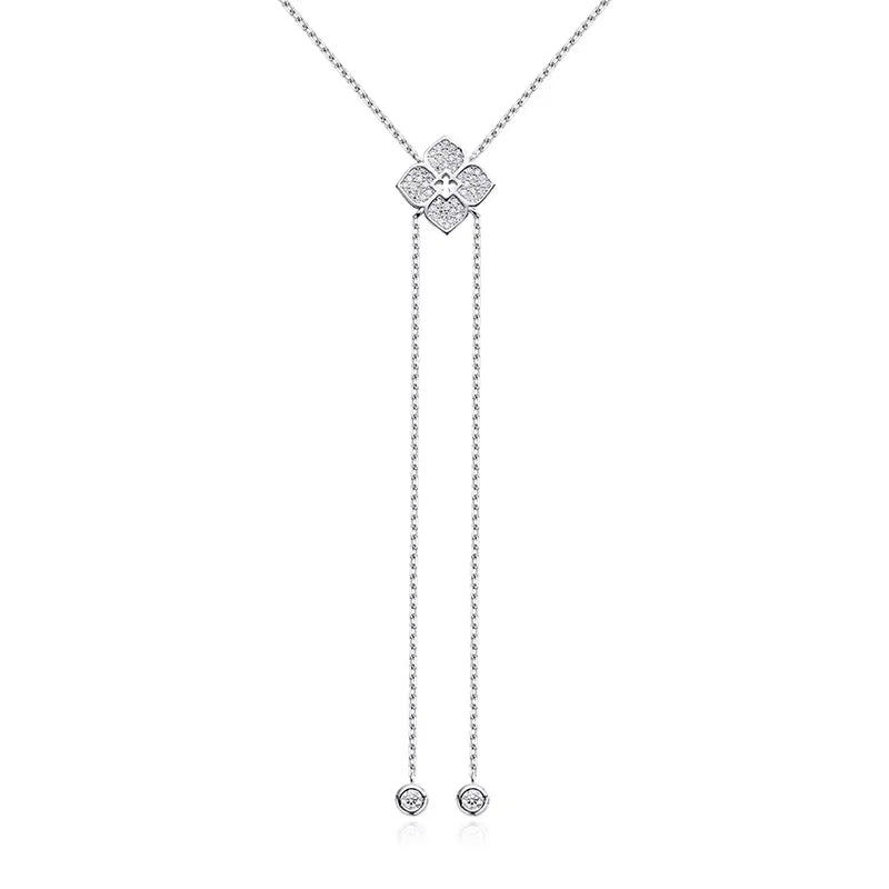 Vixonna Women's Moissanite Flower Pendant Necklace 925 Silver D Color VVS1