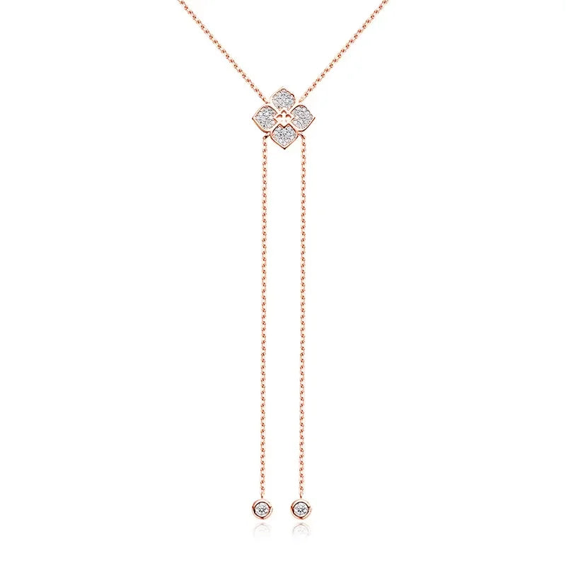 Vixonna Women's Moissanite Flower Pendant Necklace 925 Silver D Color VVS1