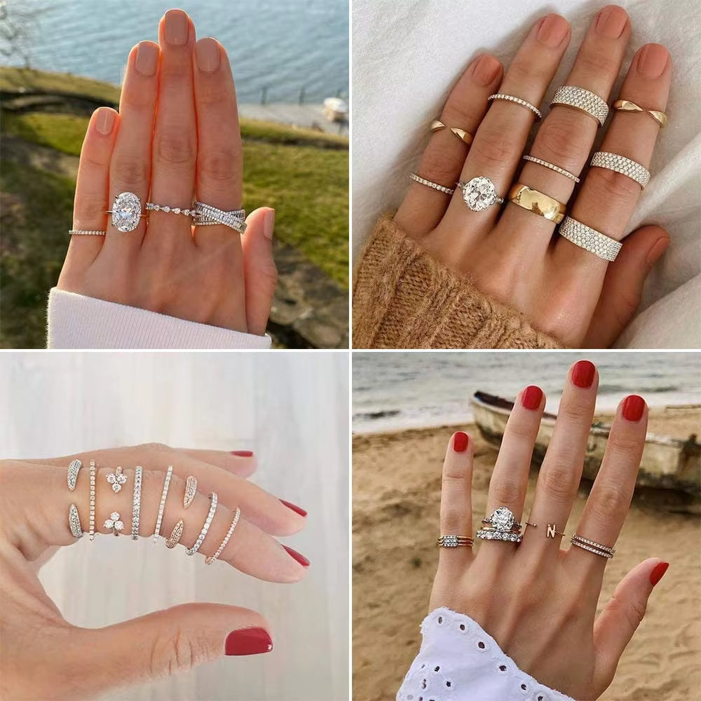 Vixonna Women's Moissanite Full Eternity Wedding Band Ring 925 Silver D Color