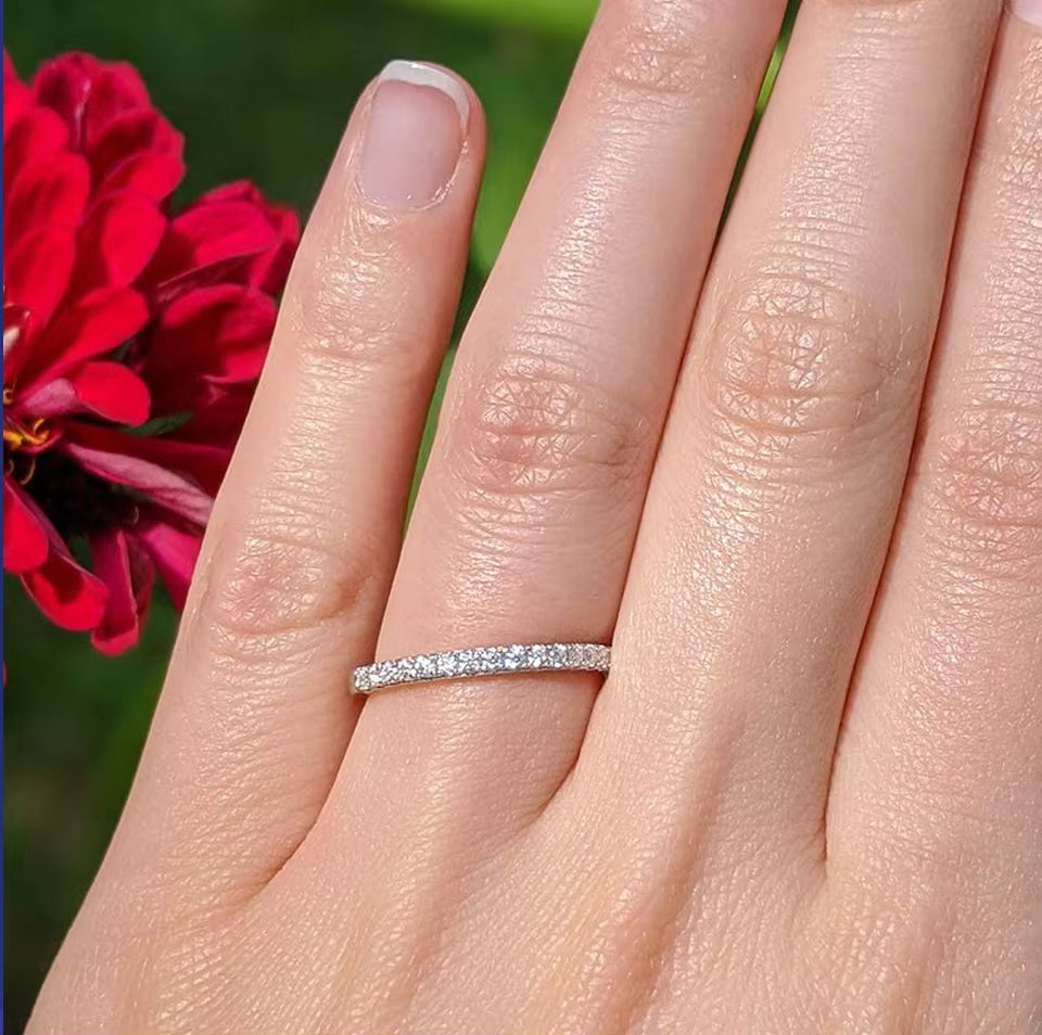 Vixonna Women's Moissanite Full Eternity Wedding Band Ring 925 Silver D Color