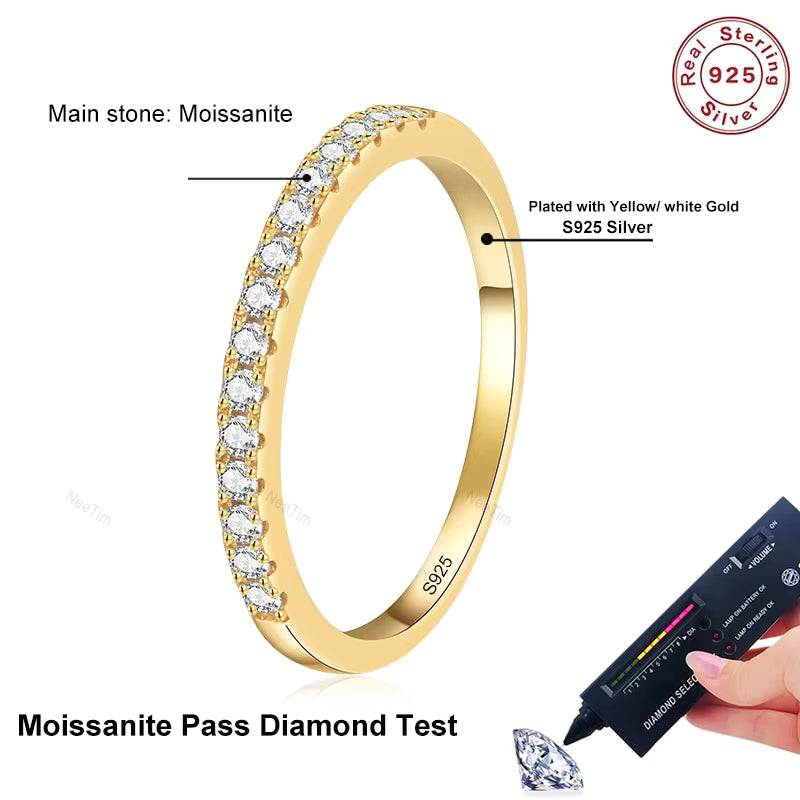 Vixonna Women's Moissanite Full Eternity Wedding Band Ring 925 Silver D Color