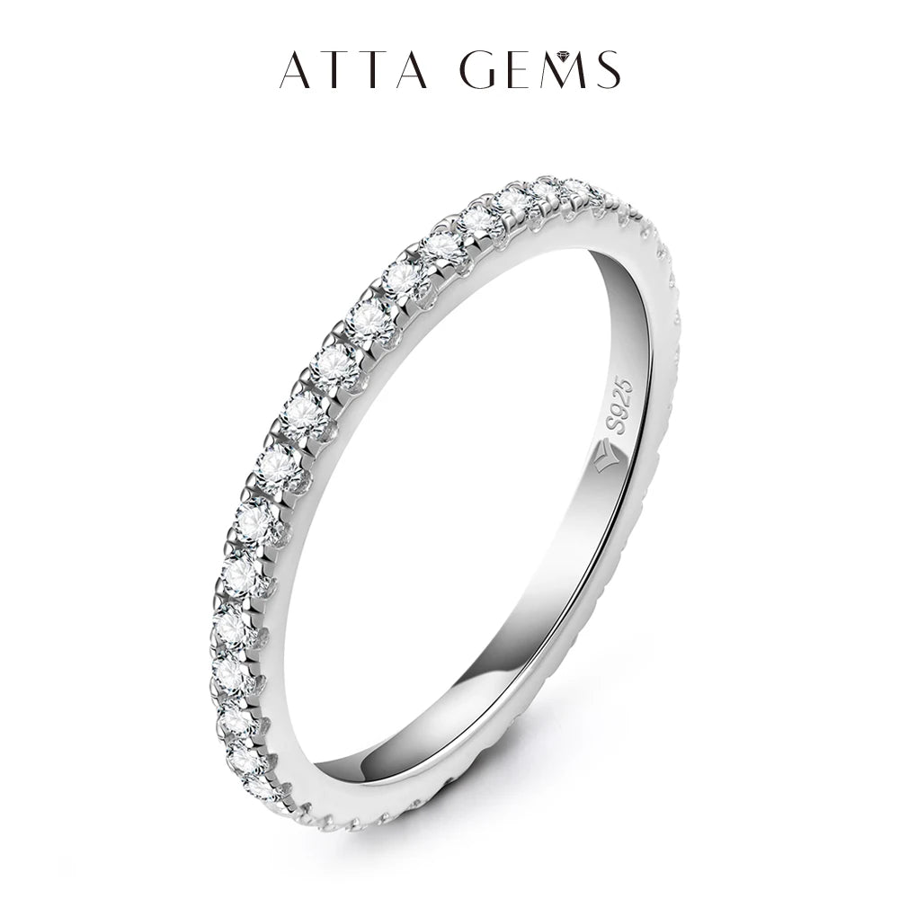 Vixonna Women's Moissanite Full Eternity Wedding Band Ring 925 Silver D Color