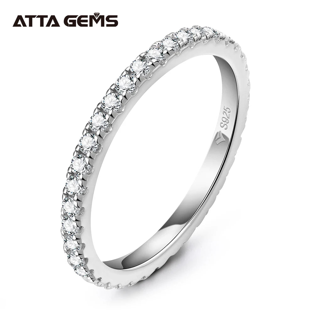 Vixonna Women's Moissanite Full Eternity Wedding Band Ring 925 Silver D Color