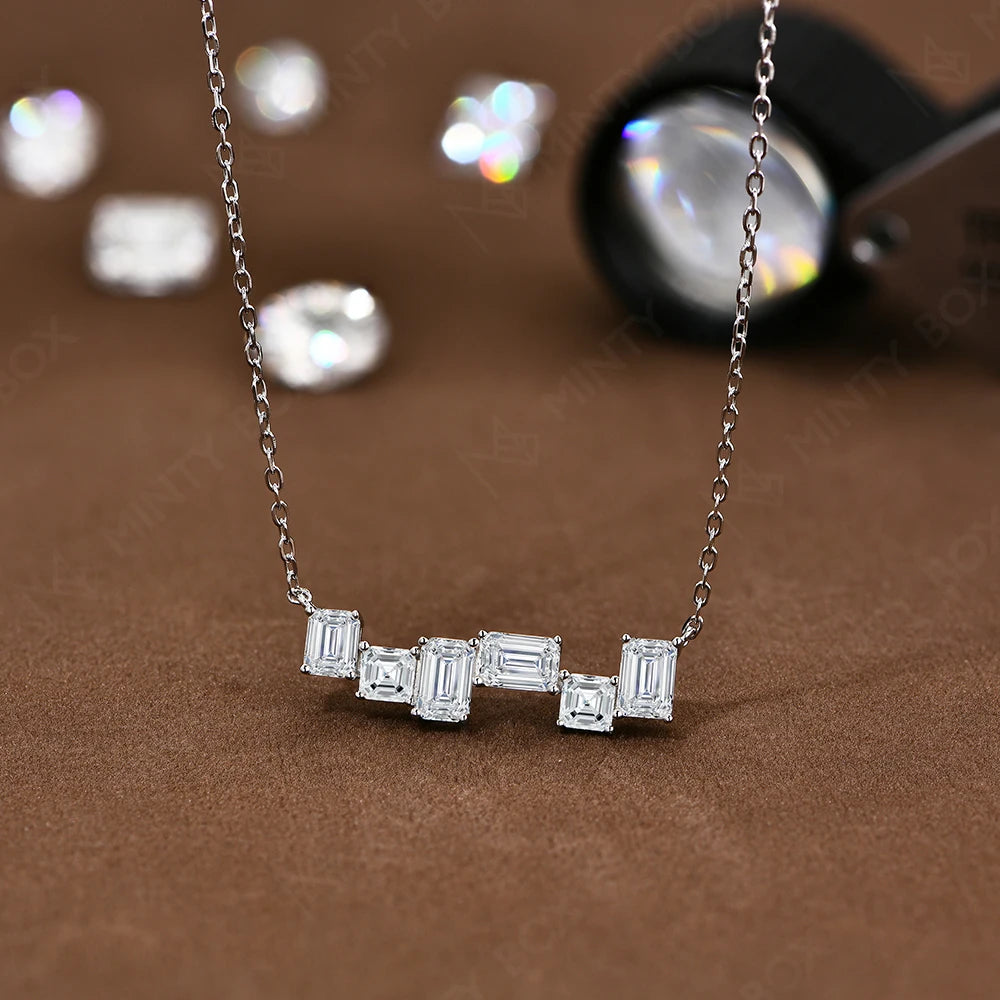 Vixonna Women's Moissanite Geometric Necklace 925 Silver 18k Gold Plated D Color VVS1