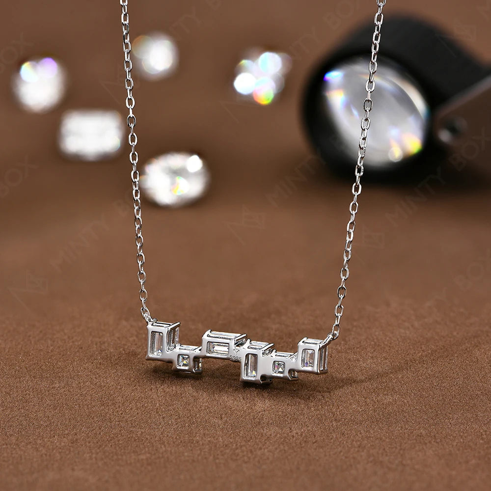 Vixonna Women's Moissanite Geometric Necklace 925 Silver 18k Gold Plated D Color VVS1