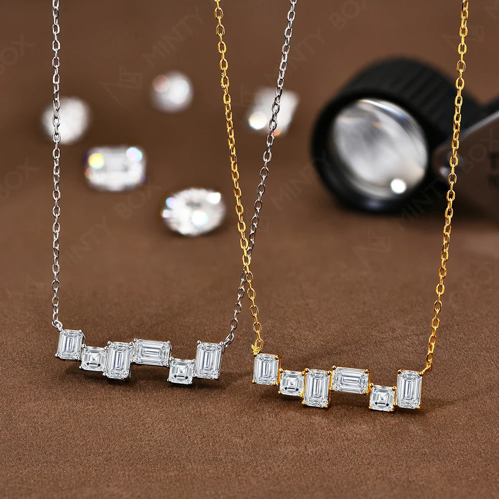 Vixonna Women's Moissanite Geometric Necklace 925 Silver 18k Gold Plated D Color VVS1