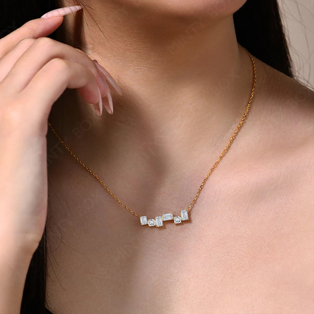 Vixonna Women's Moissanite Geometric Necklace 925 Silver 18k Gold Plated D Color VVS1
