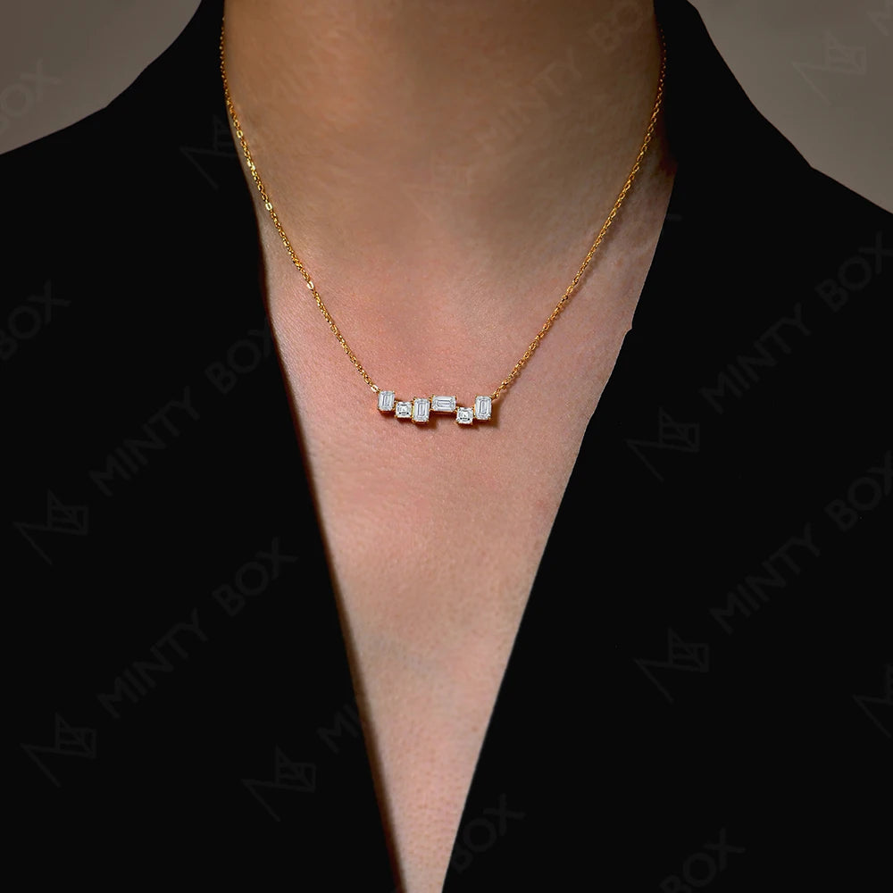 Vixonna Women's Moissanite Geometric Necklace 925 Silver 18k Gold Plated D Color VVS1